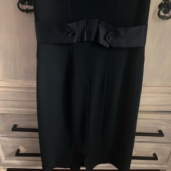 Vintage Diane Von Furstenberg Navy Wool‎ Silk Blend Button Sheath Midi Dress - Picture 9 of 9